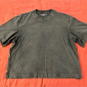 Abercrombie & Fitch Men's Premium Heavyweight Cropped Tee - Small - Forest Wash